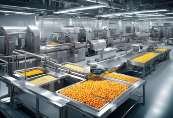dynamic industrial food processing machinery showcasing production line operations efficiency contemporary setting, automation, conveyor, equipment, assembly