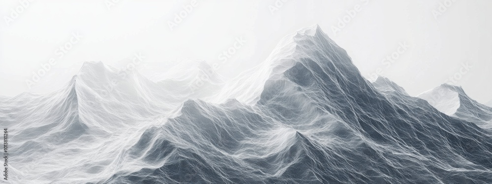 Poster geometric mountain range abstract, a minimalist interpretation showcasing angular forms and serene c