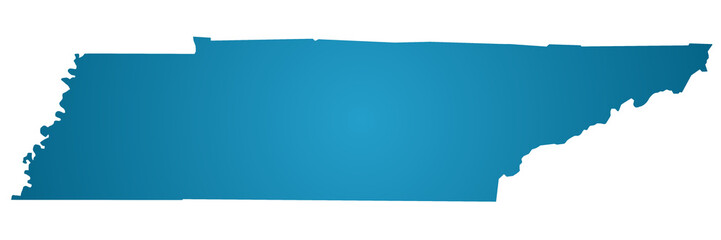 blue Tennessee solid map. blank Map, empty map of Tennessee
