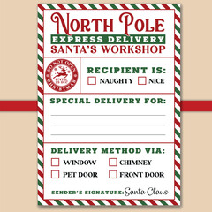 Christmas North pole express delivery label