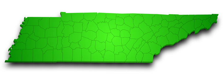 3d Tennessee map with color. United State of America, US, United State