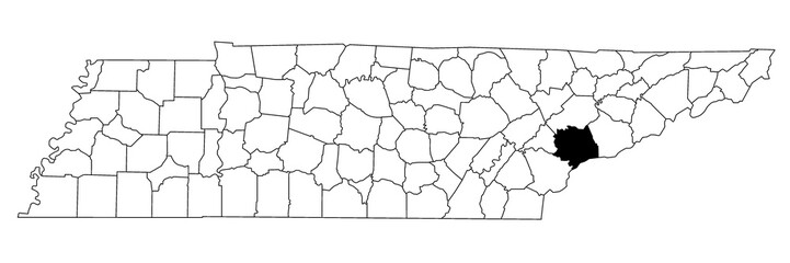 Map of blount County in Tennessee state on white background. single County map highlighted by black colour on Tennessee map. UNITED STATES, US.