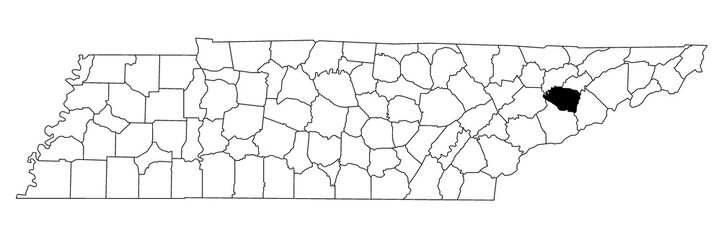 Map of Jefferson County in Tennessee state on white background. single County map highlighted by black colour on Tennessee map. UNITED STATES, US.