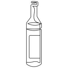 Wine bottle and wine glass icon continuous one line drawing outline vector illustration