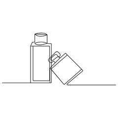 Wine bottle and wine glass icon continuous one line drawing outline vector illustration