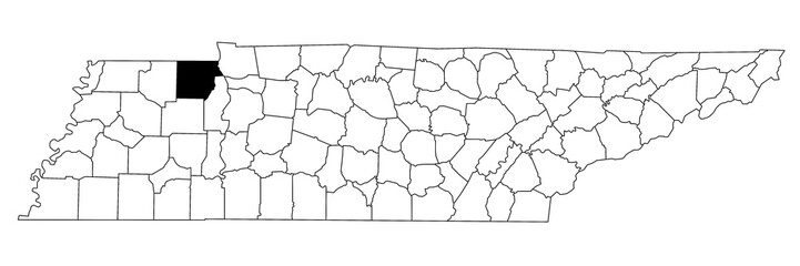 Map of Henry County in Tennessee state on white background. single County map highlighted by black colour on Tennessee map. UNITED STATES, US.