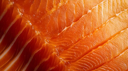Enticing Close up of a Thick Salmon Fillet Revealing Vibrant Texture
