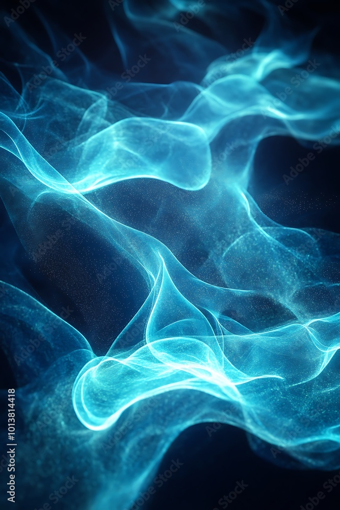 Fototapete a mesmerizing abstract image featuring flowing blue waves of light against a dark background, creati