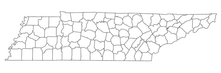 High detailed illustration map - Tennessee State Map