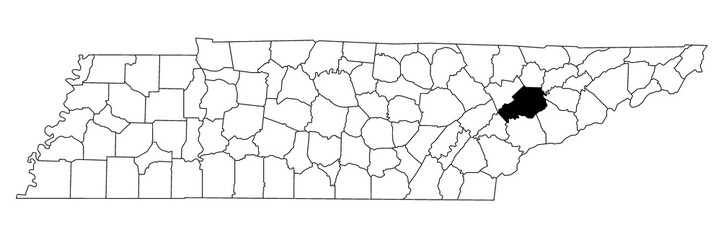 Map of Knox County in Tennessee state on white background. single County map highlighted by black colour on Tennessee map. UNITED STATES, US.