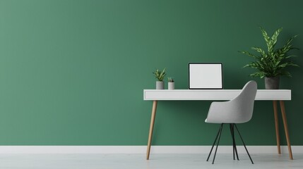 Green Themed Coworking Space Mockup with Plants