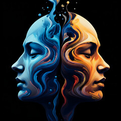 Art that uses color and human faces to convey a certain meaning.