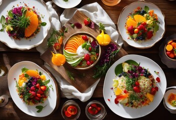 vibrant food plating fresh ingredients showcasing palette colors textures delectable visual feast, appetizing, baking, basil, bistro, bright, culinary