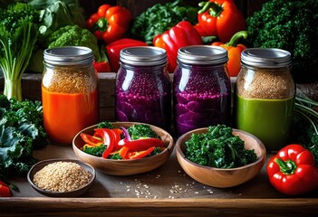 vibrant array allergy friendly meal prep ingredients displayed bright colors varied textures healthy cooking inspiration, appetizing, aromatic, bowls