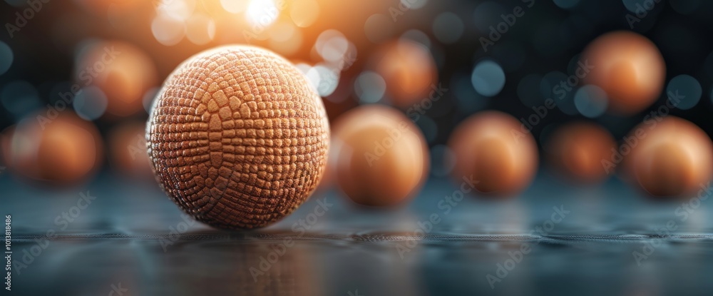 Poster exploring the texture and design of abstract sphere objects in artistic photography
