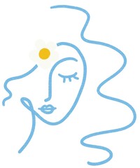 Blue line and daisy flower