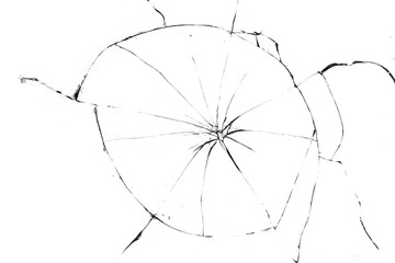 Texture of broken glass on a transparent background