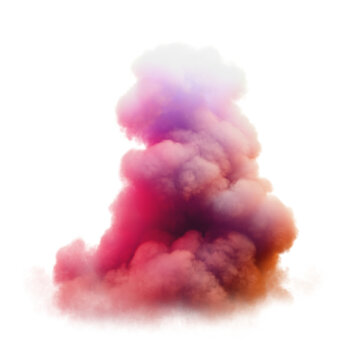 A colorful cloud isolated on a png transparent background. Ideal for composition, mockup. Space for text, copy space. Abstract composition. 3d illustration.