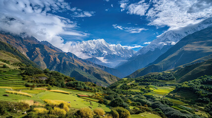 Obraz premium A rare photo of an isolated mountain valley, showcasing the untouched beauty of the natural landscape