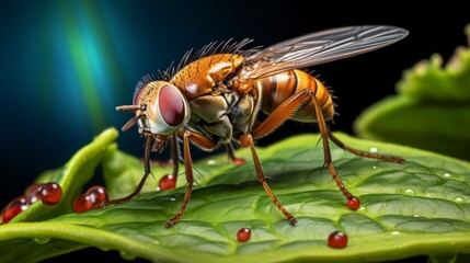 Exotic Drosophila Fly Diptera Parasite Insect Macro. Neural network ai generated art