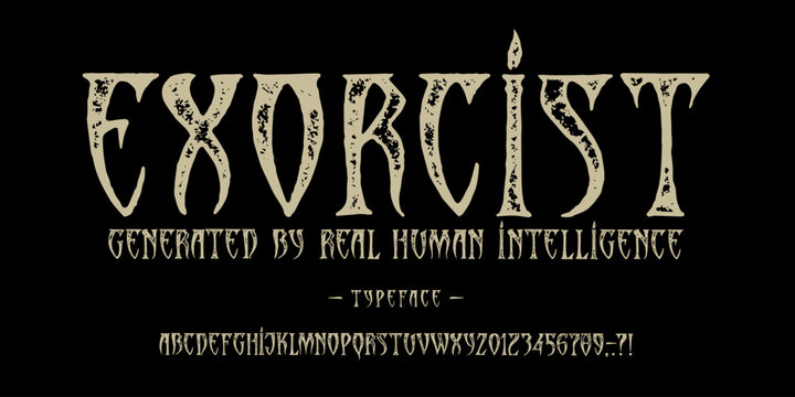 Font The Exorcist. Craft vintage typeface design.