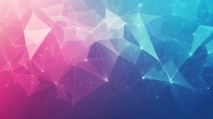 An abstract background showcasing a series of colorful, interconnected polygons in a gradient of hues ranging from pink to teal. The design is simple yet eye-catching, with a subtle texture