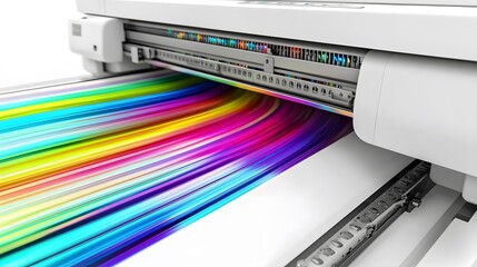 Large Format Printer Printing Rainbow Colors.