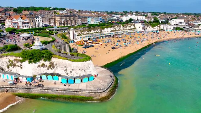 Aerial view of Broadstairs, a coastal town on the Isle of Thanet in the Thanet district of east Kent, England, UK