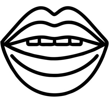 smiling lips outline black and white clip art preview