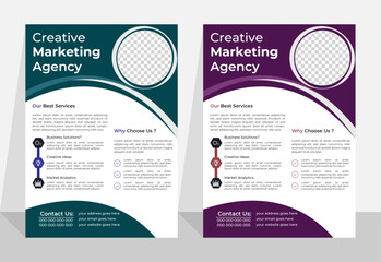 a bundle of 2 templates of different colors a4 flyer template, modern business flyer template, abstract business flyer and creative design.