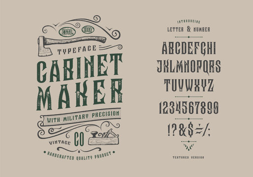 Font Cabinet Maker. Vintage typeface design