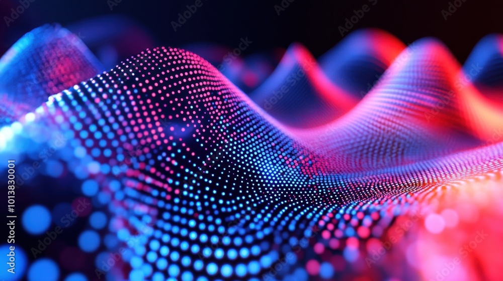 Poster abstract wave design with dots in black and colorful tones