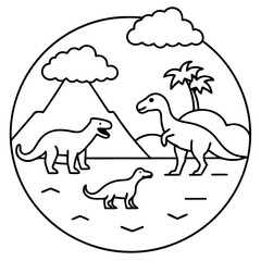 sea and beach line art logo icon vector illustration