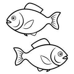 Two fish logo icon line art vector illustration.