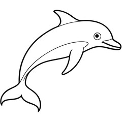 A dolphin isolated on white line art logo icon vector illustration.