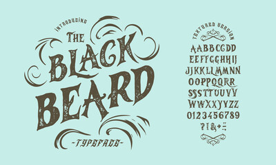 Font Blackbeard. Vintage typeface design
