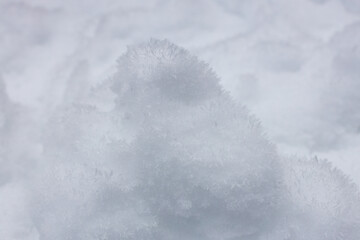 frost close-up, snow crystals, snow texture