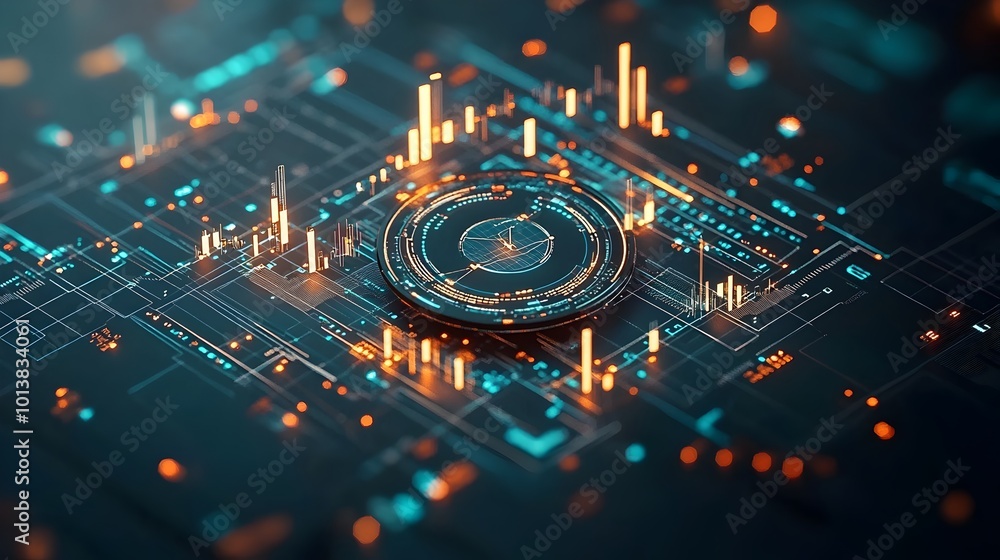 Poster futuristic financial visualization captivating macro close up of a market investment trading chart d