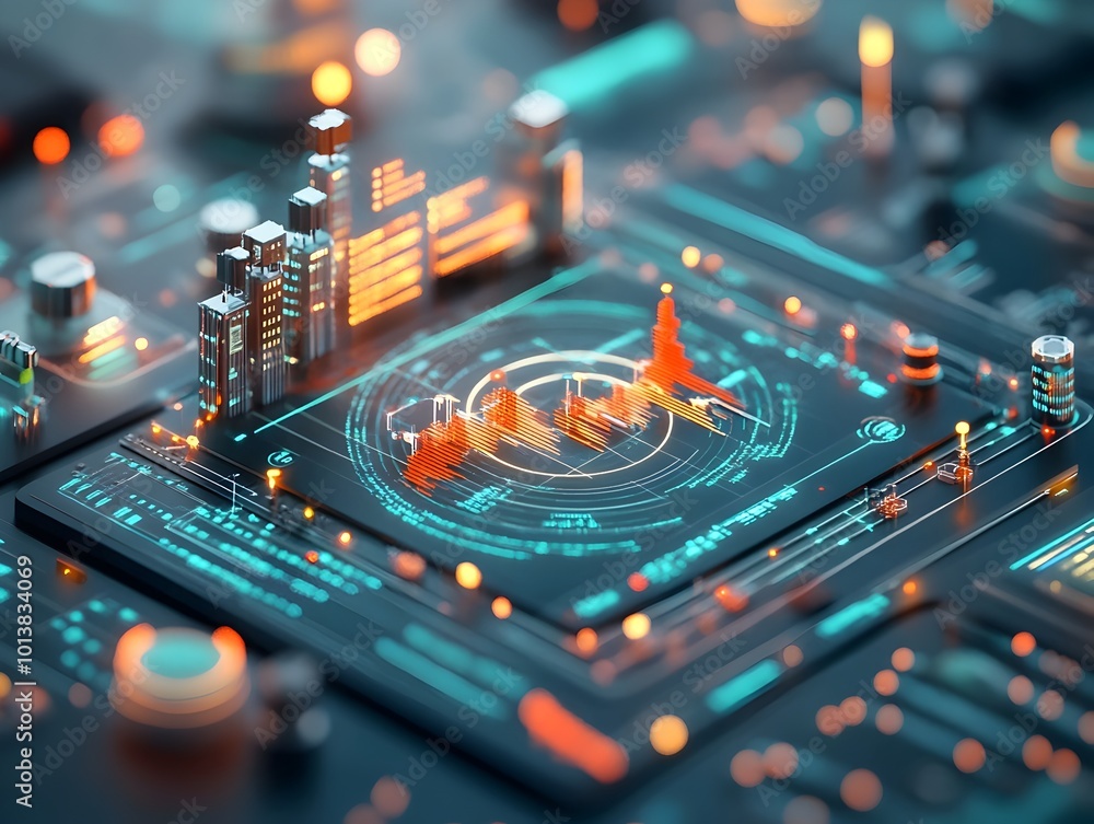 Poster detailed macro view of a sophisticated market investment trading chart with precise candlestick grap