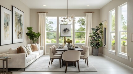 Fototapeta premium Home living room interior with armchairs, TV screen, decorations, and a mockup frame