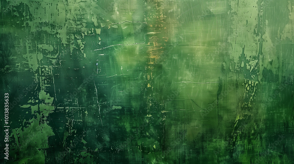 Poster a panoramic background featuring a green abstract grunge texture, creating a dynamic and artistic su