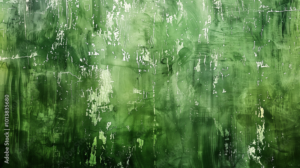 Poster a panoramic background featuring a green abstract grunge texture, creating a dynamic and artistic su