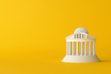 Fototapeta premium Minimalist Architectural Structure on Vibrant Yellow Background