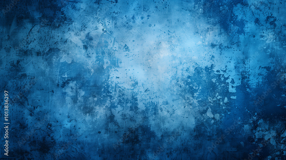 Poster a grunge blue background featuring textured patterns and imperfections, creating a bold and artistic