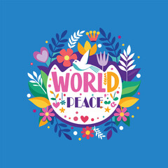 creative world peace day vector, quotex and logo design
