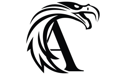 Letter A logo with eagle head in minimalist style
