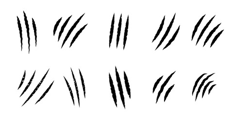 Animal claw scratch icons. Set of animal scratch marks. Vector