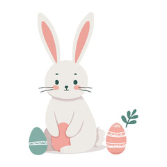 Cute Beaver and Hare in Spring Animals Theme Vector Illustration on White Background