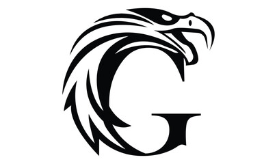 Letter G logo with eagle head in minimalist style