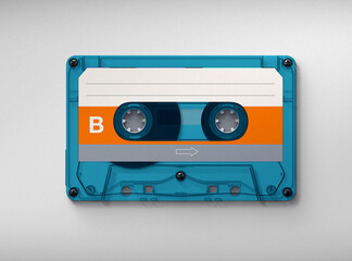 Vintage Retro Cassette, cassette tape isolated on white, retro audio tape, 3d illustration, 3d rendering